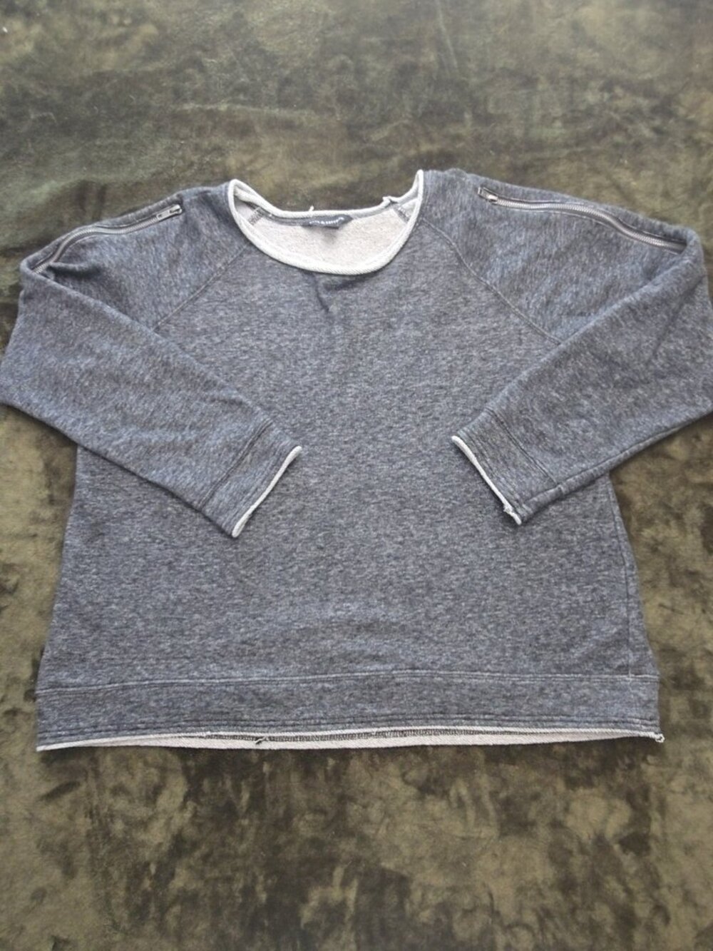 Rock & Republic Pullover Sweatshirt XL Navy Heather Zip Shoulders